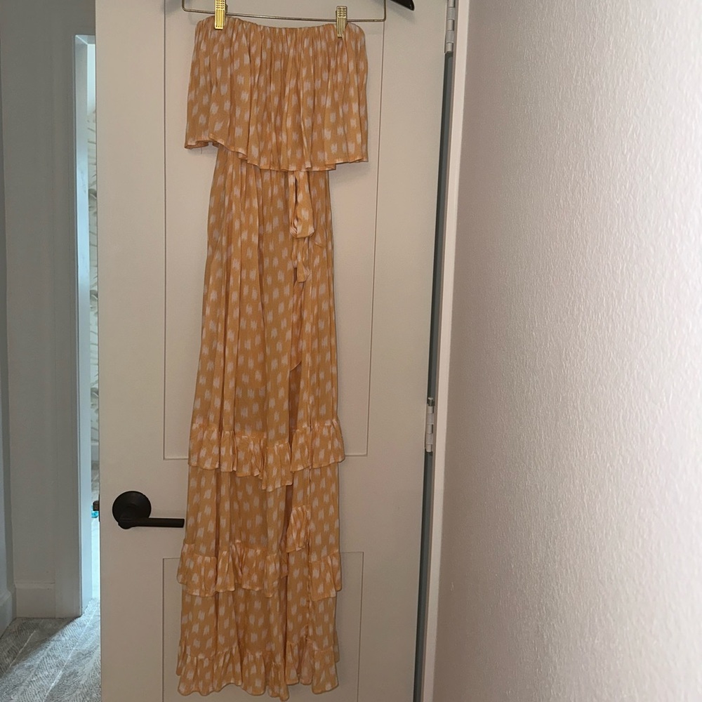 Vici small orange strapless dress